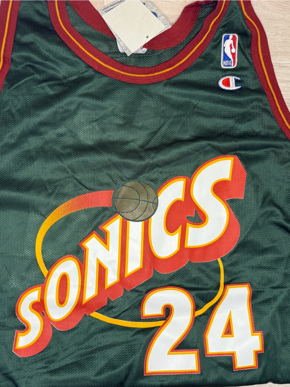 NWT Vintage Champion Green Seattle Sonics #24 Basketball Jersey X Large